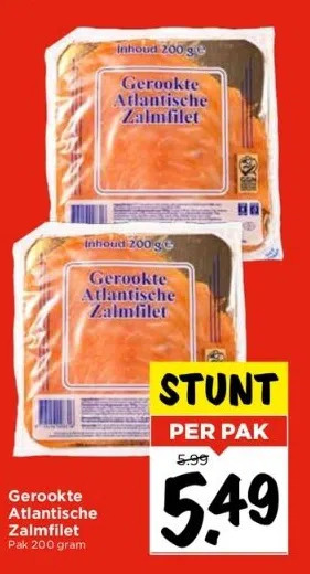 Vomar Voordeelmarkt Gerookte atlantische zalmfilet aanbieding