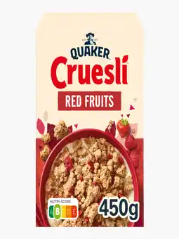 Flink Quaker cruesli rode vruchten 450g aanbieding