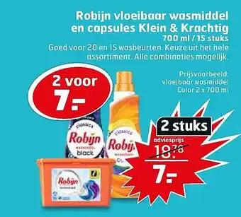 Trekpleister Robijn vloeibaar wasmiddel en capsules Klein & Krachtig 700 ml aanbieding