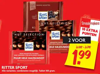 Dekamarkt Ritter sport 100 gram aanbieding