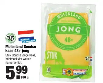 ALDI Molenland Goudse kaas 48+ jong  980 gr aanbieding