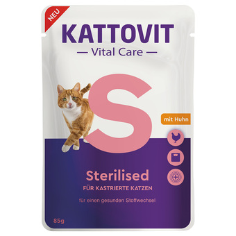 Zooplus 6x85g kattovit vital care sterilised pouches met kip nat kattenvoer aanbieding