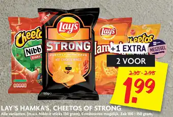 Dekamarkt Lay's hamka's, cheetos of strong aanbieding