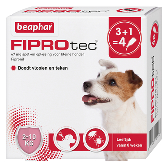Zooplus Beaphar fiprotec dog 2-10kg (nl) 4 pipetten x 0,67 ml (apo) aanbieding