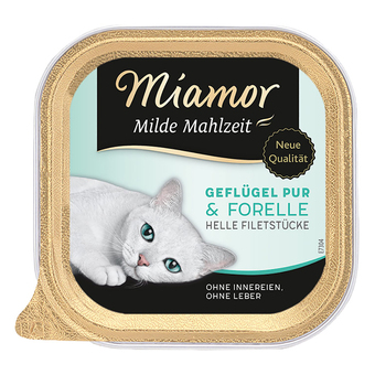Zooplus Miamor milde maaltijd 6 x 100 g kattenvoer - gevogelte puur & forel aanbieding