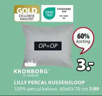 Jysk KRONBORG LILLY PERCAL KUSSENSLOOP aanbieding