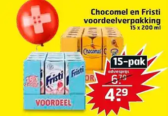 Trekpleister Chocomel en Fristi voordeelverpakking 15x200 ml aanbieding