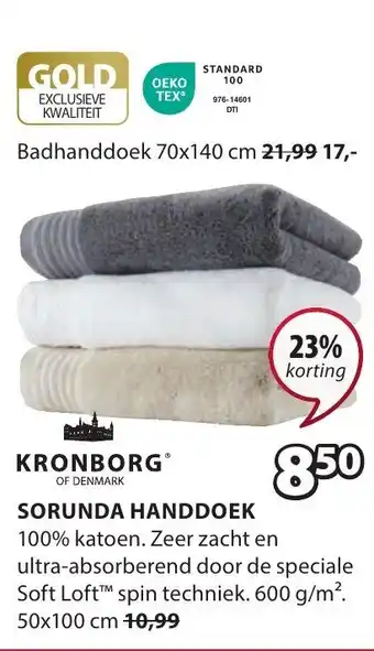 Jysk KRONBORG SORUNDA HANDDOEK aanbieding