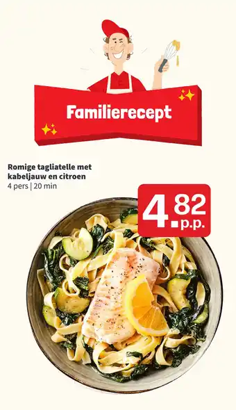 Picnic Romige tagliatelle met kabeljauw en citroen 4 pers | 20 min aanbieding