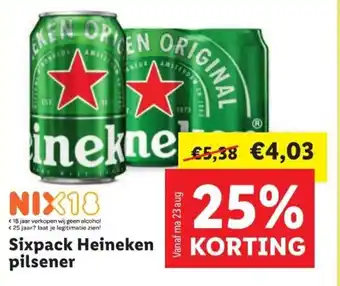 Lidl Sixpack Heineken pilsener aanbieding