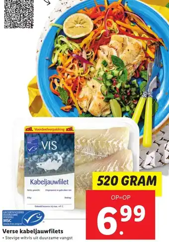 Lidl Verse kabeljauwfilets 520g aanbieding