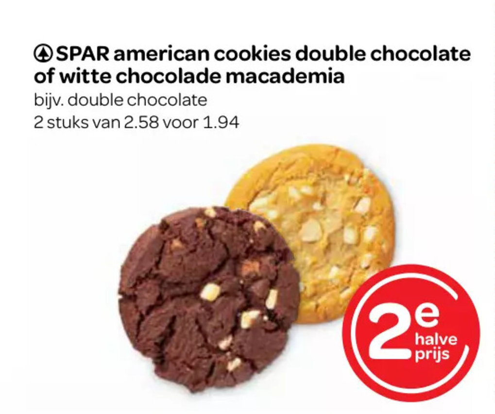 SPAR american cookies double chocolate of witte chocolade macademia