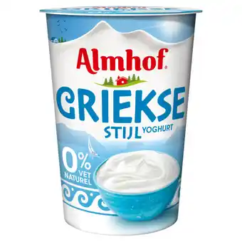 Jumbo Almhof griekse stijl yoghurt 0% vet naturel 450g aanbieding