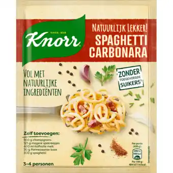 Jumbo Knorr natuurlijk lekker! maaltijdmix spaghetti carbonara 42g aanbieding