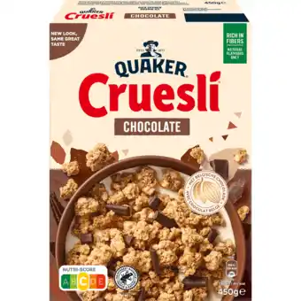 Jumbo Quaker cruesli chocolade ontbijtgranen 450gr aanbieding