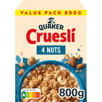 Jumbo Quaker cruesli 4 noten 800gr aanbieding