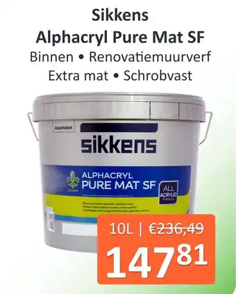 De Verfzaak Sikkens Alphacryl Pure Mat SF aanbieding