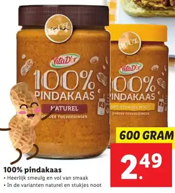 Lidl 100% pindakaas 500g aanbieding