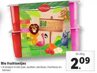 Lidl Bio fruittoetjes 50g aanbieding