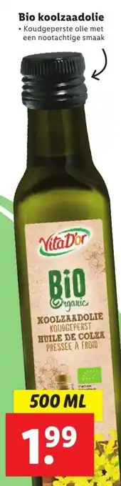 Lidl Bio koolzaadolie 500ml aanbieding