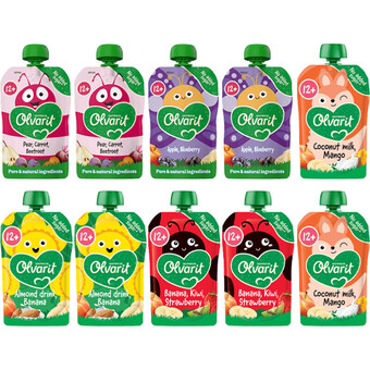 Albert Heijn Olvarit knijpfruit 12+ mnd variatiemenu 10-pack aanbieding