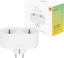 Bol.com Hombli slimme stekker - 2 contacten - wifi - energiemeter via mobiele app - energieklasse a+ aanbieding