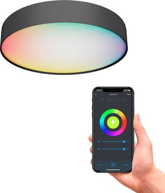 Bol.com Calex slimme plafondlamp - smart plafonnière 30cm - rgb en warm wit - zwart aanbieding