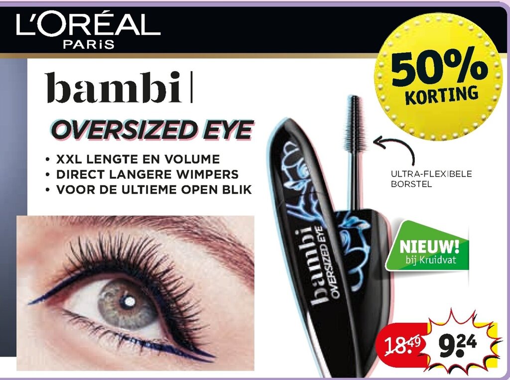 L'Oreal Paris Bambi Oversized Eye mascara aanbieding bij Kruidvat