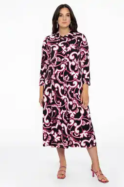Wehkamp Yoek blousejurk dolce van travelstof met paisleyprint zwart/roze aanbieding