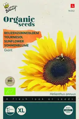 Welkoop Buzzy organic bio zonnebloem giganteus - bloemzaden - zonnebloem (helianthus) aanbieding