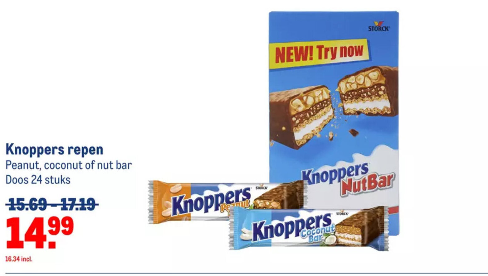 Knoppers repen Peanut, coconut of nut bar aanbieding bij Makro