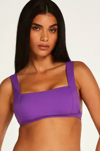 Wehkamp Hunkemöller niet-voorgevormde crop bikinitop texture met ribstructuur paars aanbieding