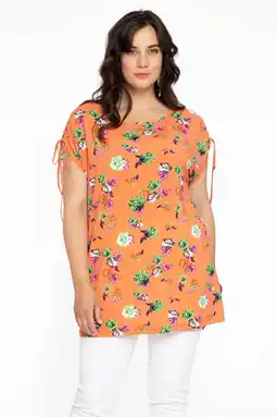 Wehkamp Yoek gebloemde top oranje aanbieding