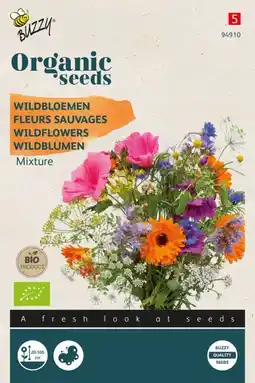 Welkoop Buzzy organic bio wildbloemenmengsel - bloemzaden - mengsels aanbieding