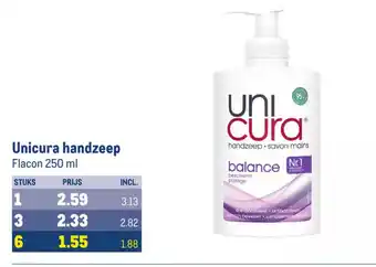 Makro Unicura handzeep Flacon 250 ml aanbieding