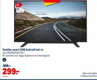 Makro Toshiba smart UHD Android led-tv aanbieding