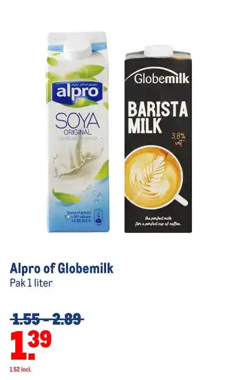 Makro Alpro of Globemilk aanbieding