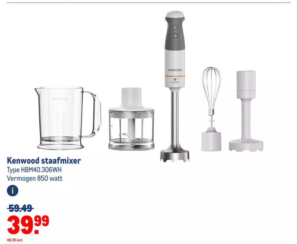 Kenwood staafmixer aanbieding bij Makro