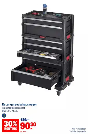 Makro Keter gereedschapswagen 56 x 29 x 74 cm aanbieding