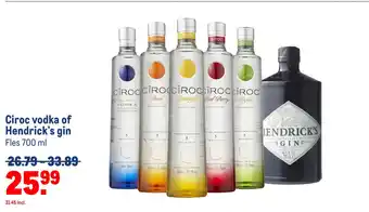 Makro Ciroc vodka of hendrick's gin aanbieding