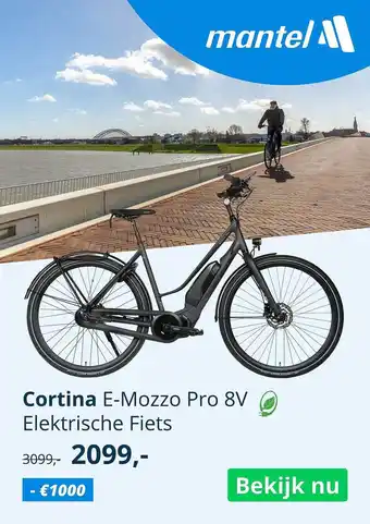 Mantel Cortina E-Mozzo Pro 8V Elektrische Fiets aanbieding