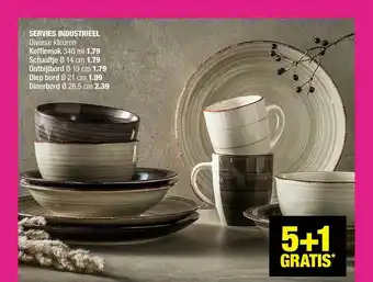 Big Bazar Servies industrieel koffiemok 340 ml, schaaltje Ø 14 cm, ontbijtbord Ø 19 cm, diep bord Ø 21 cm of dinerbord Ø 26,5 cm aanbieding