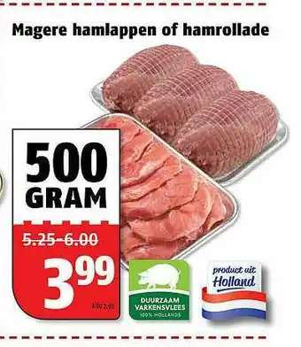 Poiesz Magere hamlappen of hamrollade 500 gram aanbieding