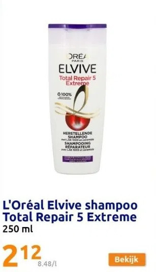 Action L'oréal elvive shampoo total repair 5 extreme aanbieding