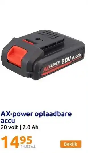 Action Ax-power oplaadbare accu aanbieding