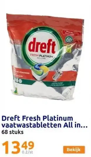 Action Dreft fresh platinum vaatwastabletten all in one aanbieding