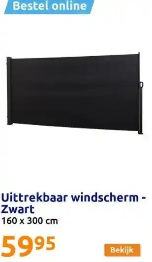 Action Uittrekbaar windscherm - zwart aanbieding