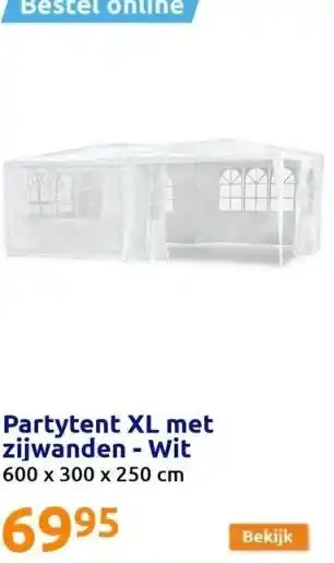 Action Partytent xl met zijwanden - wit aanbieding