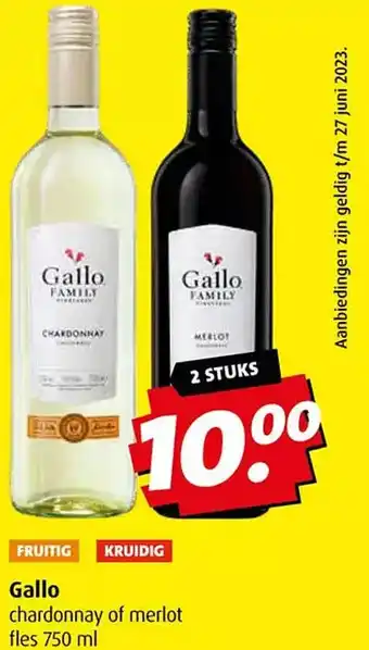 Boni Gallo chardonnay of merlot aanbieding