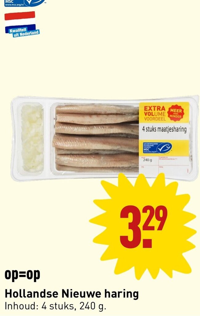 Hollandse Nieuwe haring Inhoud 4 stuks, 240 g. aanbieding bij ALDI